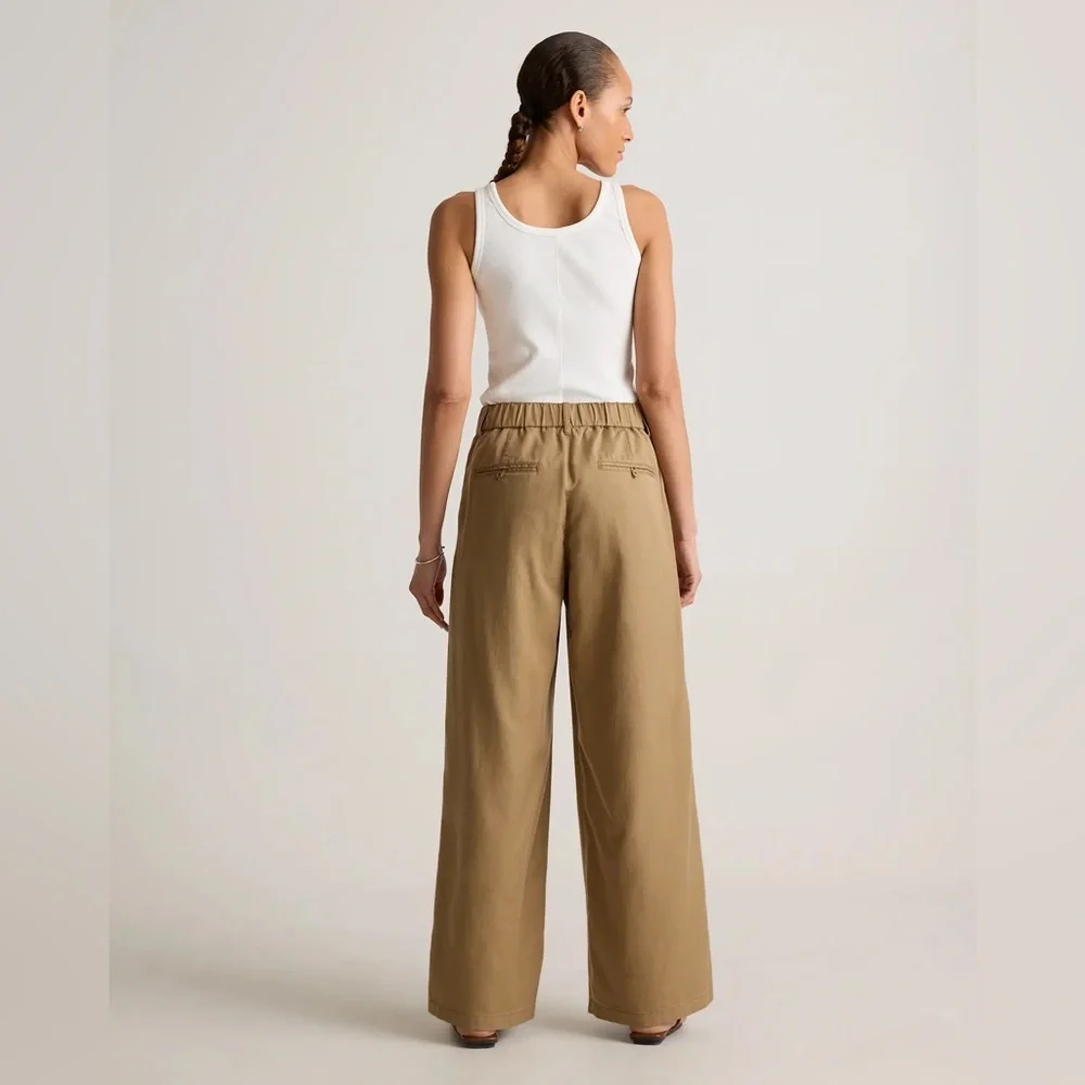 NWT Quince Women’s Drapey Twill Pleated Trouser Boxwood Brown Sz 0